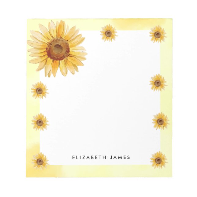 Rustikale Aquarellblumen Personalisiert Notizblock (Vorderseite)