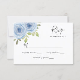 Rustikale Aquarellblütenblütenblütenblüte Blauer H RSVP Karte