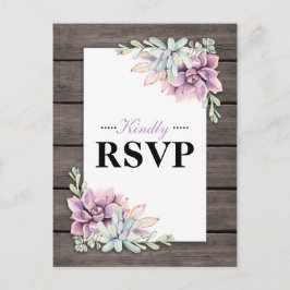 Rustikale Aquarellblütenhochzeit RSVP Einladungspostkarte