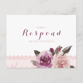 Rustikale Aquarellblütenspitze Hochzeit im Herbst  Einladungspostkarte