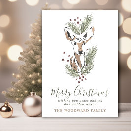 Rustikale Aquarellenkiefern Frohe Weihnachtskarte Feiertagskarte
