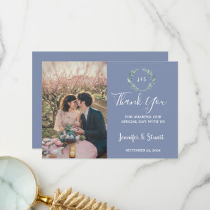 Rustikale Aquarellfarben Blätter Monogramm Foto Ho Dankeskarte