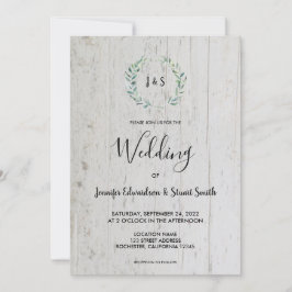 Rustikale Aquarellfarben Blätter Monogramm Foto Ho Einladung