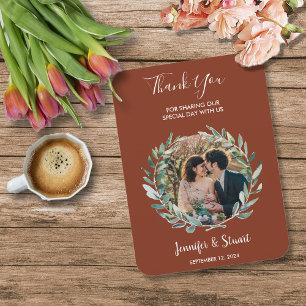 Rustikale Aquarellfarben Blätter Vielen Dank Foto  Magnet