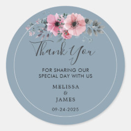 Rustikale Aquarellfarben-Blume - Hochzeitsdanken Runder Aufkleber