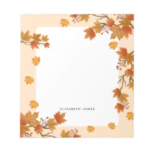 Rustikale Aquarellfarben Fallende Blätter Autumn C Notizblock