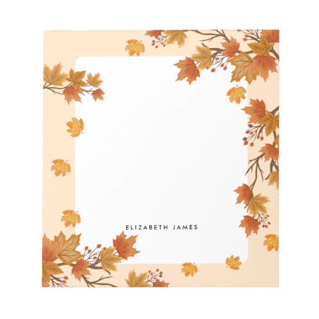 Rustikale Aquarellfarben Fallende Blätter Autumn C Notizblock (Vorderseite)