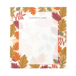 Rustikale Aquarellfarben Fallende Blätter Autumn C Notizblock