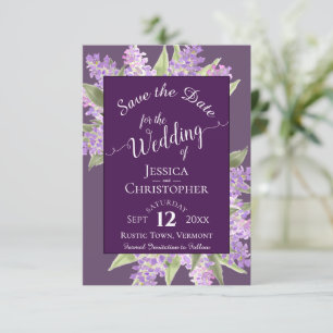 Rustikale Aquarellfarben Lilacs Kalligrafie Plum W Save The Date