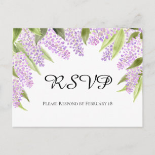 Rustikale Aquarellfarben-Lilacs Wedding RSVP Postkarte