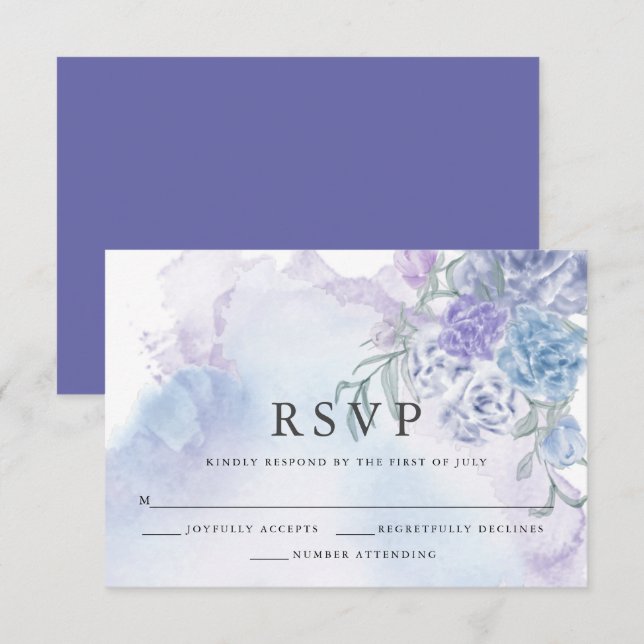 Rustikale Aquarellfarbenkarte RSVP Karte (Vorne/Hinten)