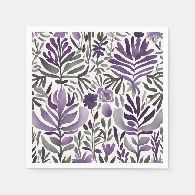 Rustikale Aquarellkunst Pflanze Motive Serviette (Vorderseite)