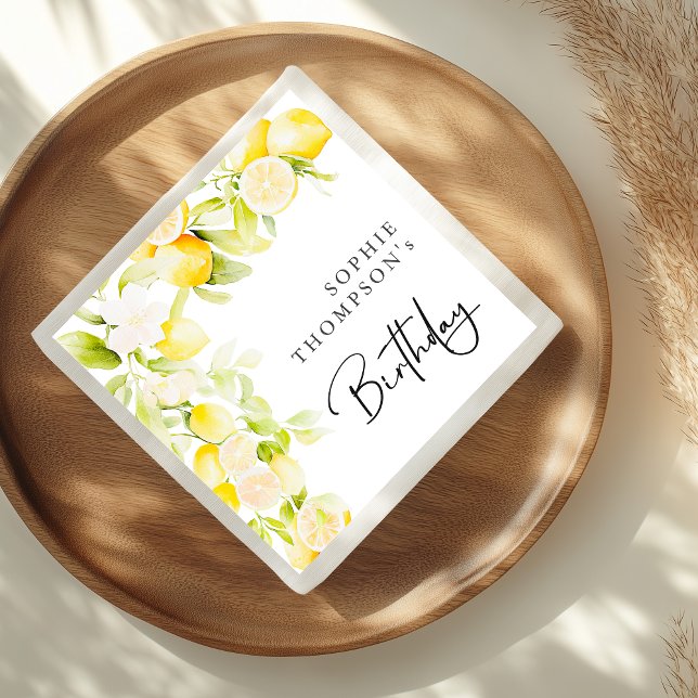 Rustikale Aquarelllemonen Geburtstag Serviette (Von Creator hochgeladen)