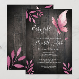 Rustikale Aquarellschmetterlingsdusche Einladung