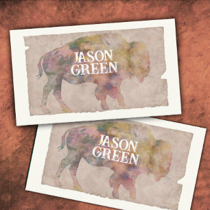 rustikale Aquarelltöne im Bison Art Sepia Visitenkarte