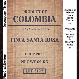 Rustikale Arabica-Kaffee-Verpackung FC8 Decoupage Seidenpapier