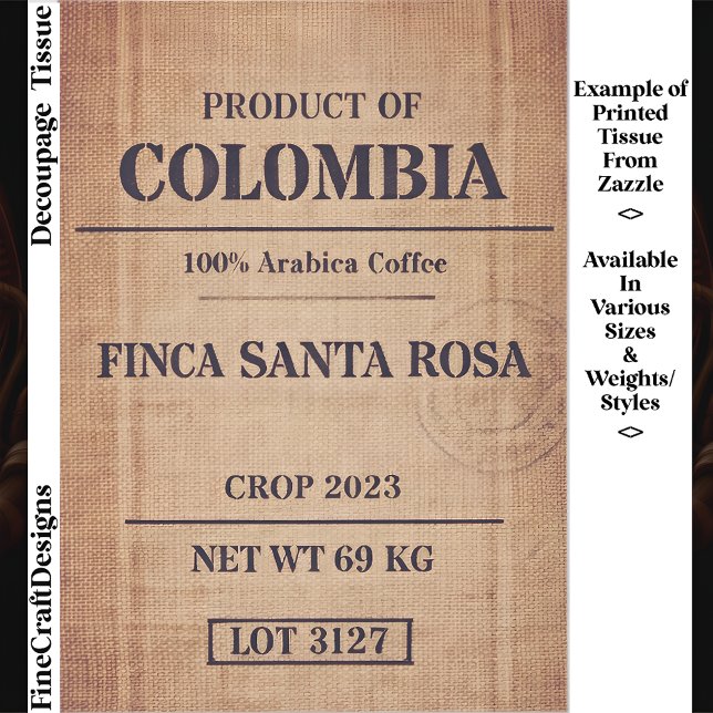 Rustikale Arabica-Kaffee-Verpackung FC8 Decoupage Seidenpapier (Von Creator hochgeladen)
