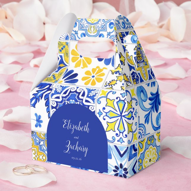 Rustikale Arch Blue Gelb White Tiles Wedding Geschenkschachtel (Hochzeit)