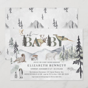 Rustikale Arktische Tiere   Babyparty-Einladung