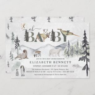 Rustikale arktische Tiere   Einladung der Babydusc