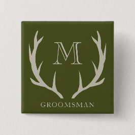 Rustikale Army Green Antler Custom Trauzeugen Gift Button