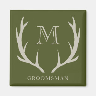 Rustikale Army Green Antler Custom Trauzeugen Gift Magnet