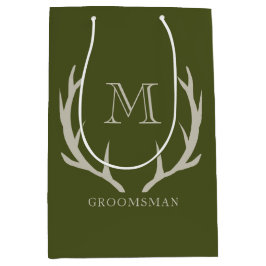 Rustikale Army Green Antler Custom Trauzeugen Gift Mittlere Geschenktüte