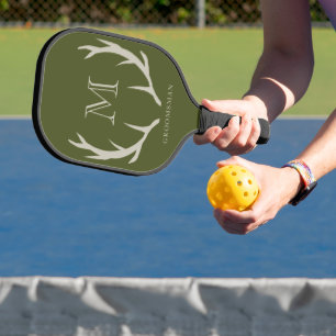 Rustikale Army Green Antler Custom Trauzeugen Gift Pickleball Schläger