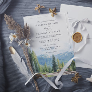 Rustikale Aspen Colorado QR-Code Hochzeit im Gebir Einladung