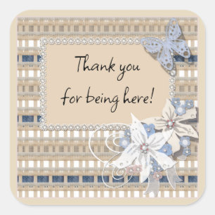 Rustikale Aufkleber, Hochzeitskeck Quadratischer Aufkleber