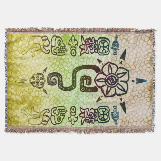 Rustikale AZTEC Tribal Folk Art Decke (Vorderseite)