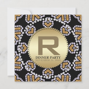 Rustikale Aztekische Herzen Goldene Abendparty-Ein Einladung