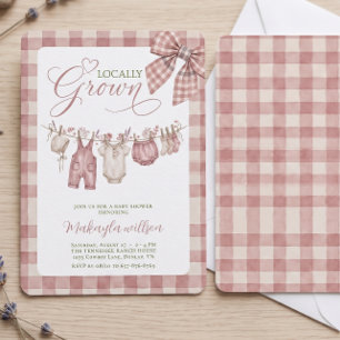 Rustikale Baby-Party im Roségingham-Look mit "Loka Einladung