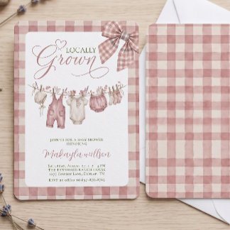 Rustikale Baby-Party im Roségingham-Look mit "Loka Einladung