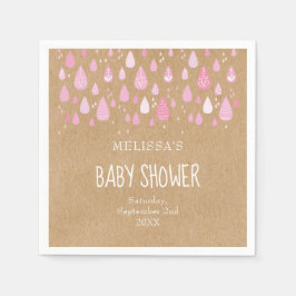 Rustikale Baby-Rosa-Regentropfen Babydusche Serviette