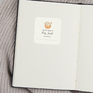 Rustikale Babydusche Buchzeichen-Aufkleber Quadratischer Aufkleber