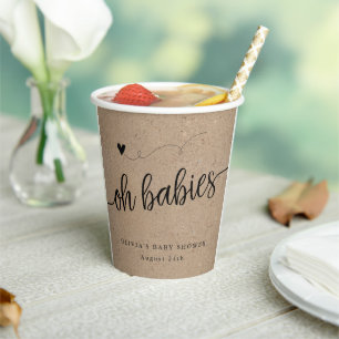 Rustikale Babydusche, Kraft Oh Babies - Twins Cust Pappbecher