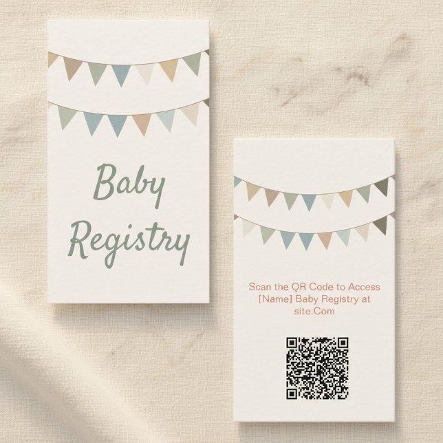 Rustikale Babydusche QR Code Registrierungskarte Begleitkarte (Rustic bunting baby shower QR Code Registry Card.)