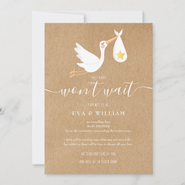 Rustikale Babydusche Sprinkle Stornierungskarte Einladung (Vorderseite)