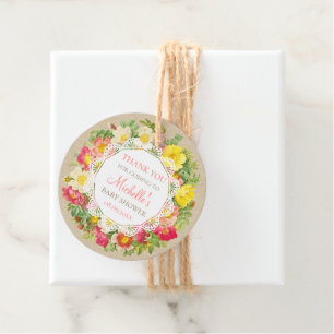 Rustikale Babydusche Vintage Blumenkleider Geschenkanhänger