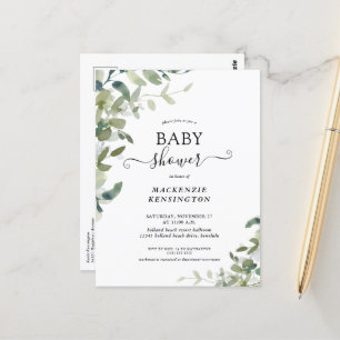 Rustikale Babyparty-Einladung mit Grünzeug Postkarte