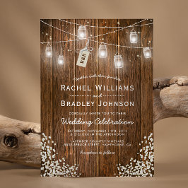 Rustikale Babys Breath Jar Winter Wedding Einladung