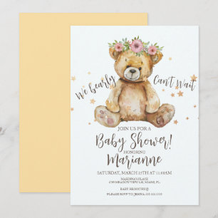 Rustikale Bär Baby Shower Mädchen Floral Einladung