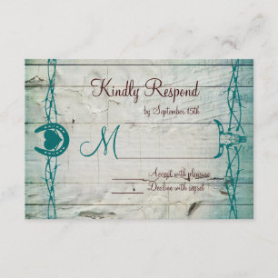 Rustikale Barbed Wire Horseshoe Wedding RSVP Cards