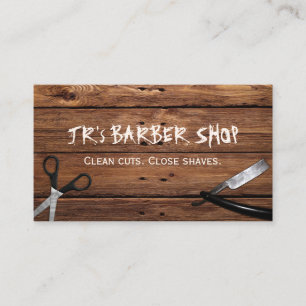 Rustikale Barbershop-Schere und Razor Visitenkarte