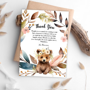 Rustikale Bärchen-Baby-Shower-Dankeskarten Dankeskarte