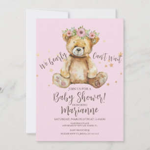 Rustikale Bären-Baby-Party für Mädchen Einladung