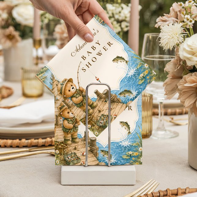 Rustikale Bären-Fisch-Baby-Party Serviette (Von Creator hochgeladen)