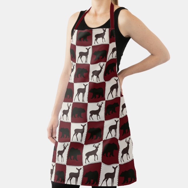 Rustikale Bären- und Hirschplätze, dunkelrote und  Schürze (InSitu)