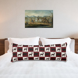 Rustikale Bären- und Hirschplätze, dunkelrote und  Seitenschläferkissen